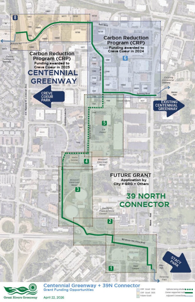 Map of Centennial Greenway and 39 North Connector