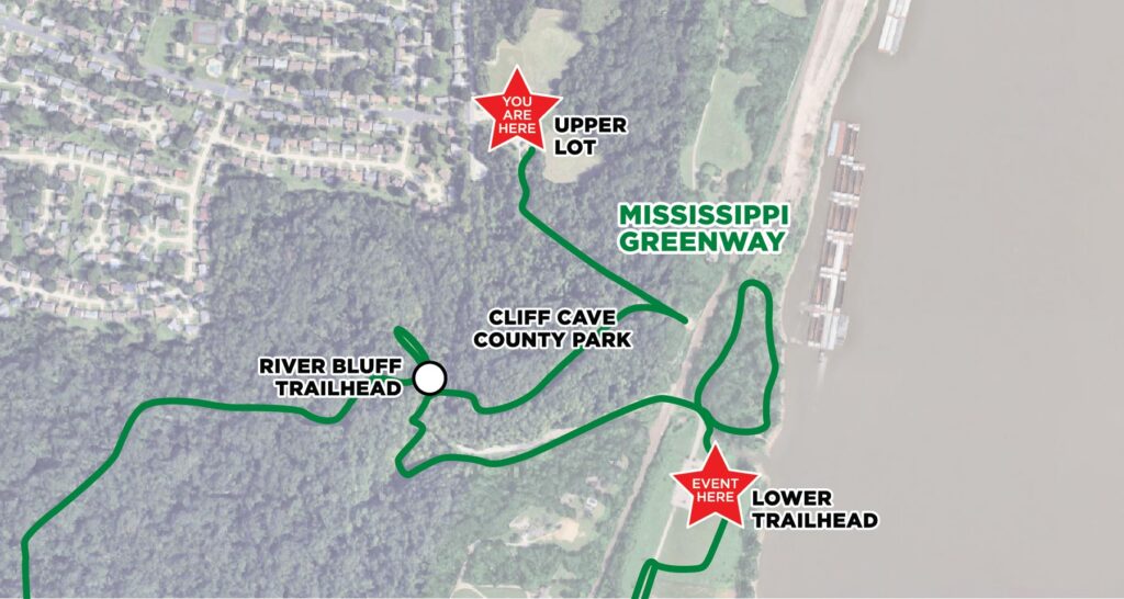 Map showing Cliff Cave upper lot and lower lot